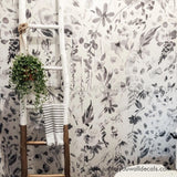 black and white bathroom floral wallpaper peel and stick