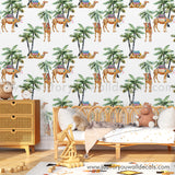 Boho Palm Tree Camel wallpaper peel and stick removable