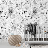 black and white floral wallpaper peel and stick removable
