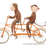 Monkeys on bikes wallpaper, baby boy nursery wallpaper peel and stick removable