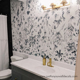black and white bathroom floral wallpaper peel and stick