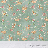 woodland animal nursery wallpaper, baby girl nursery wallpaper, deer wallpaper, vintage animal floral wallpaper, peel and stick wallpaper, removable wallpaper