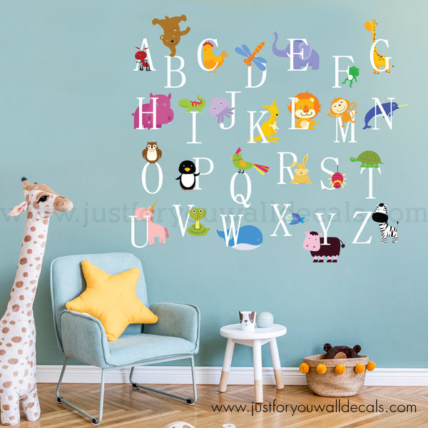 Yellow and Grey Owl Alphabet Wall Decal Set