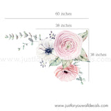 Watercolour Spring Flower Wall Decal, Corner