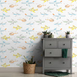 Boys airplane wallpaper peel and stick, baby boy nursery airplane wallpaper peel and stick