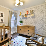 Baby Boy nursery woodland animal wallpaper peel and stick removable, kids wallpaper