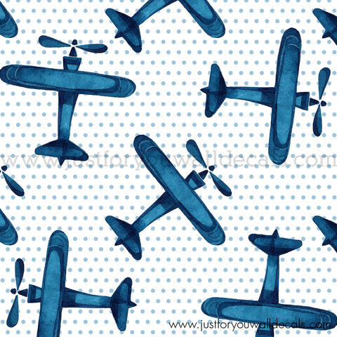 Blue Airplane Polka Dot Background Sample