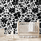 black and white peel and stick floral wallpaper