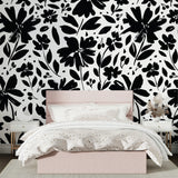 black and white peel and stick floral wallpaper