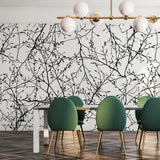 Black and White Tree Branch Wall Mural peel and stick removable wallpaper