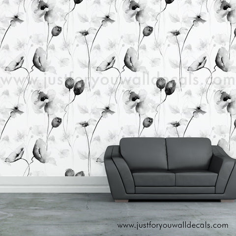 black and white floral wallpaper peel and stick