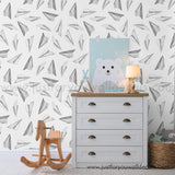 Black and white paper airplane peel and stick wallpaper removable, kids wallpaper