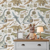 dinosaur peel and stick boys room wallpaper