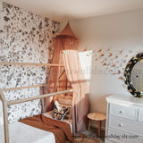 black and white girls room floral wallpaper peel and stick