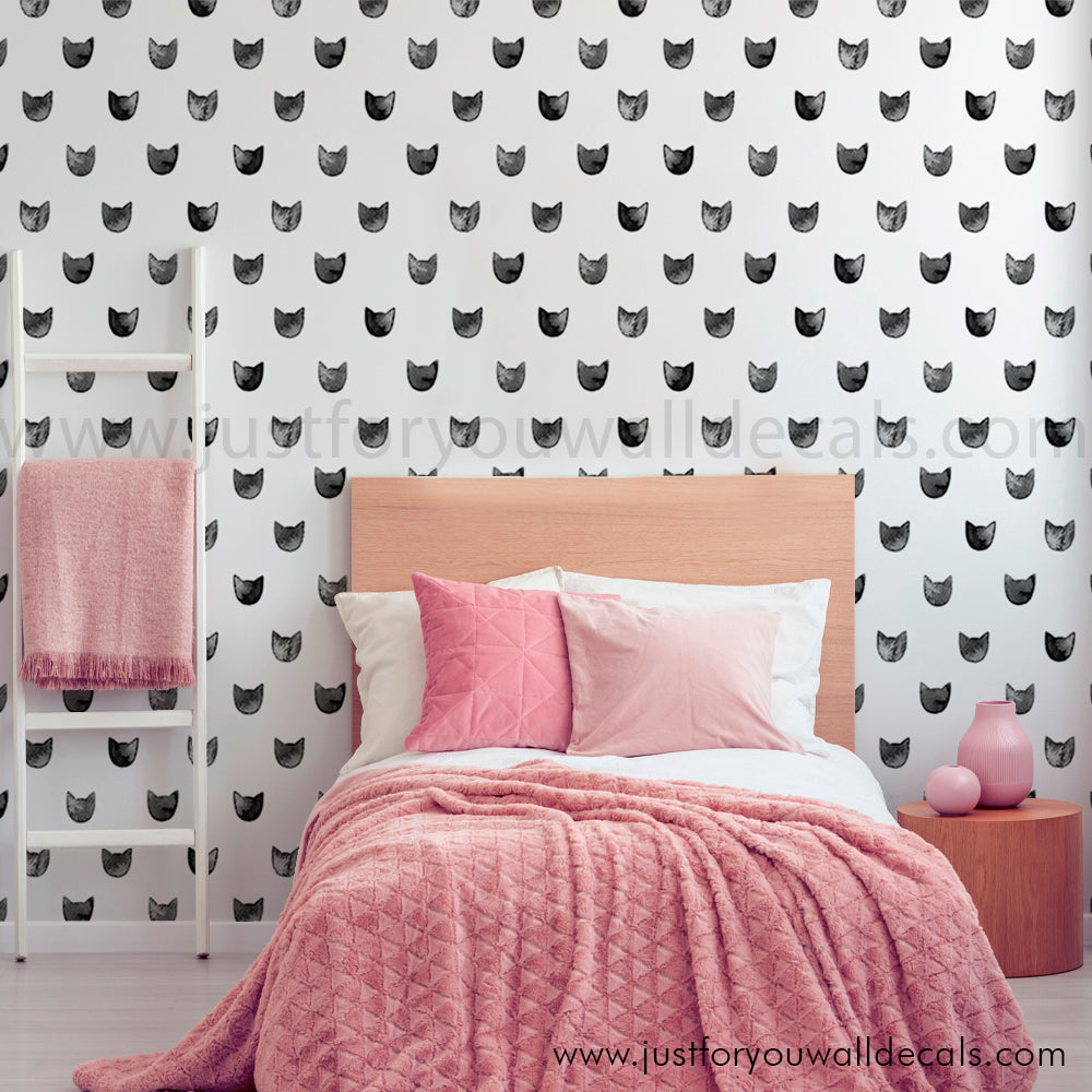 Black and White Cat Peel and Stick Removable Wallpaper 5033  On Sale    34040844