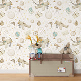 travel inspired peel and stick nursery wallpaper, travel wallpaper for boys, travel wallpaper nursery