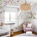 girl nursery floral wallpaper peel and stick