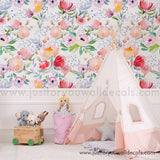 girls room floral peel and stick wallpaper