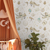 travel inspired peel and stick nursery wallpaper, travel wallpaper for boys, travel wallpaper nursery