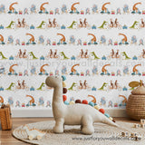 Kids animals on bikeswallpaper, baby boy nursery wallpaper peel and stick removable