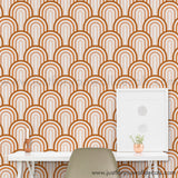 retro rainbow wallpaper, boho wallpaper, peel and stick wallpaper, removable wallpaper, retro wallpaper