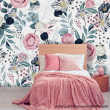 Peony wallpaper, Floral wallpaper, pink floral walloper, large floral wallpaper peel and stick, nursery wallpaper, floral nursery wallpaper, removable