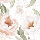 peony floral wallpaper, peony floral peel and stick nursery wallpaper
