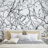 Black and White Tree Branch Wall Mural peel and stick removable wallpaper