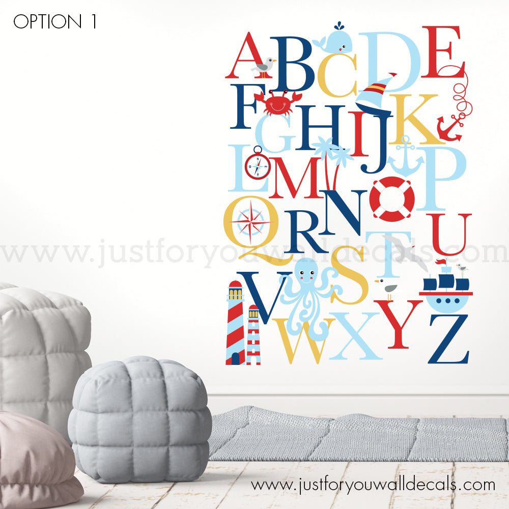Nautical Alphabet Wall Decal, Nursery Wall Decal – Just For You