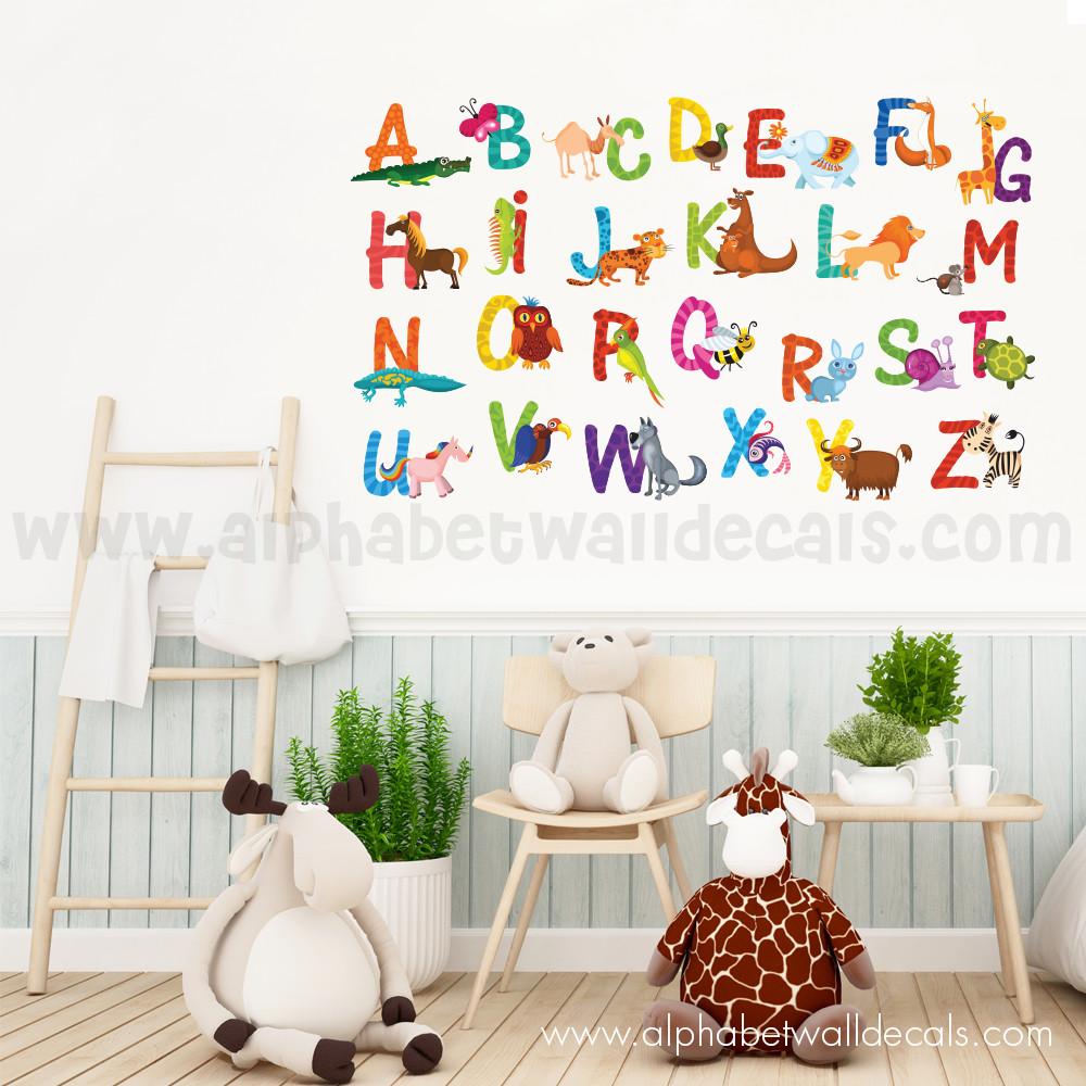 Children Alphabet Wall Stickers Kids Learning ABC Wall Decals Nursery  Classroom ABC Wall Stickers for Toddlers Room Decor Large 
