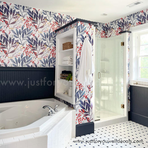 bathroom floral wallpaper