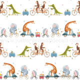 Kids animals on bikeswallpaper, baby boy nursery wallpaper peel and stick removable