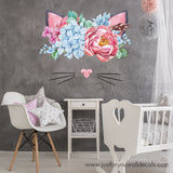 Floral Cat Wall Decal