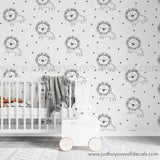 Black and white lion safari animal peel and stick wallpaper removable, lion animal nursery wallpaper