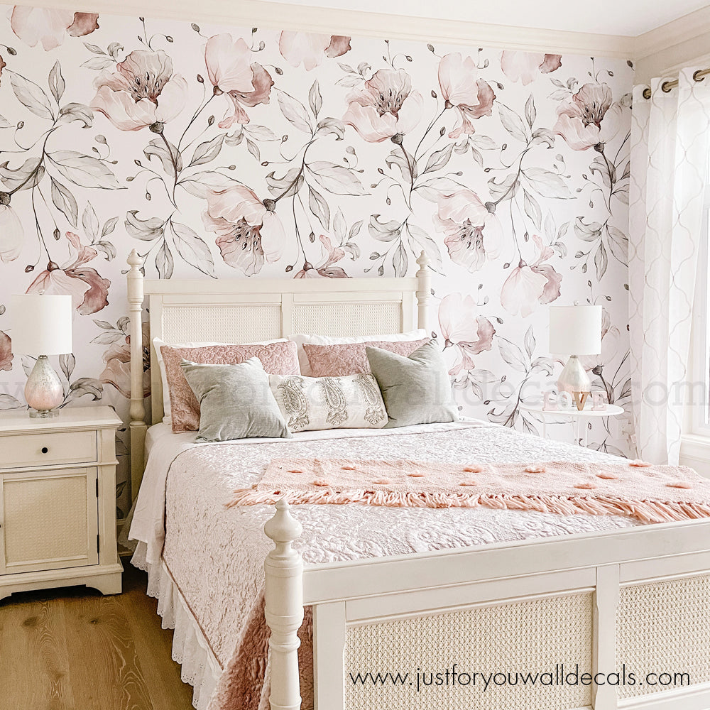 bedroom floral wallpaper peel and stick