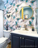 powder room bird peacock feather peel and stick wallpaper removable