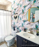 bird peacock feather peel and stick wallpaper removable